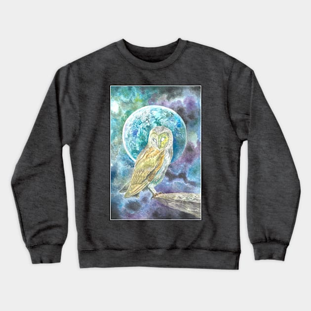 Owl and Moon Crewneck Sweatshirt by Laz